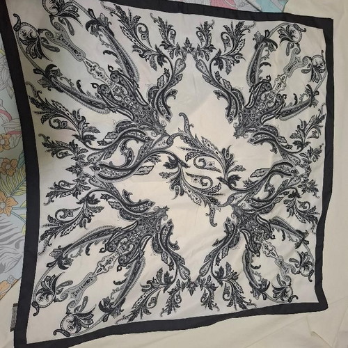 Tex Max Azria Square Scarf like new, polyester, black and white