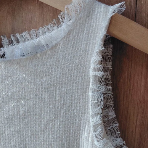 Marasil girls' dress like new, white with sequins and tulle details, size 8