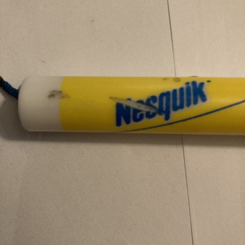 Vintage Nesquik Waterproof Torch flashlight used, non-working collectible
