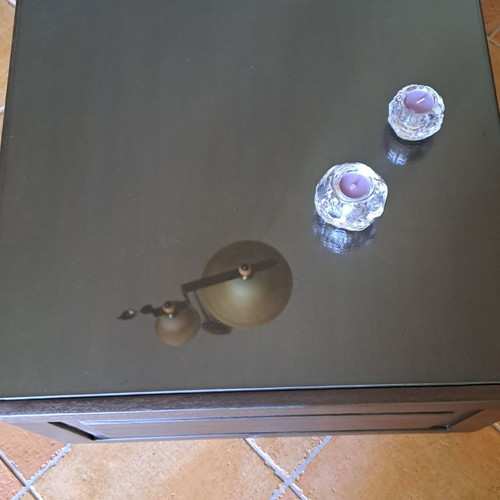 Solid walnut coffee table new with glass top