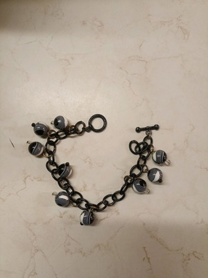 Black and white bracelet with beads used