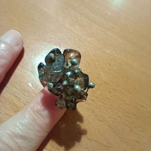 Faux ring with intricate design and adjustable size, new, silver