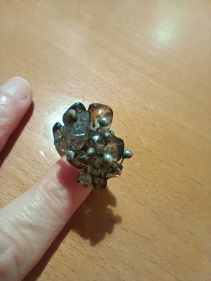 Faux ring with intricate design and adjustable size, new, silver