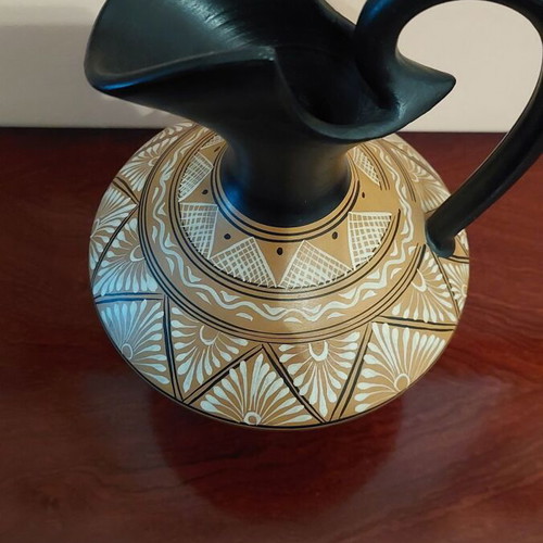 Ceramic wine jug handmade, like new, Archagelos Rhodes 1969