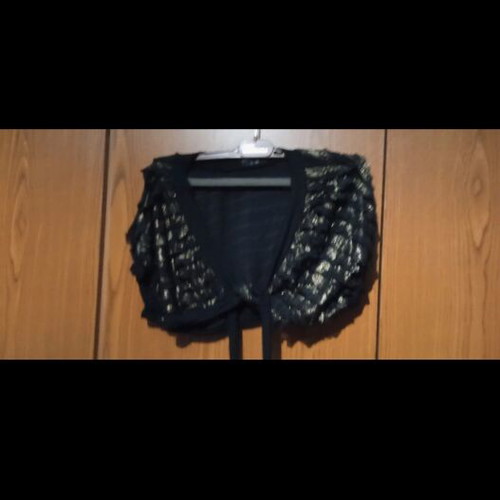 Makis Tselios bolero and jeans set like new, black and blue