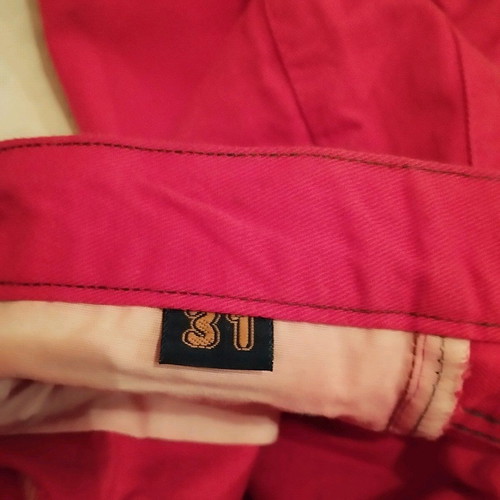 Red straight-leg jeans like new, size S