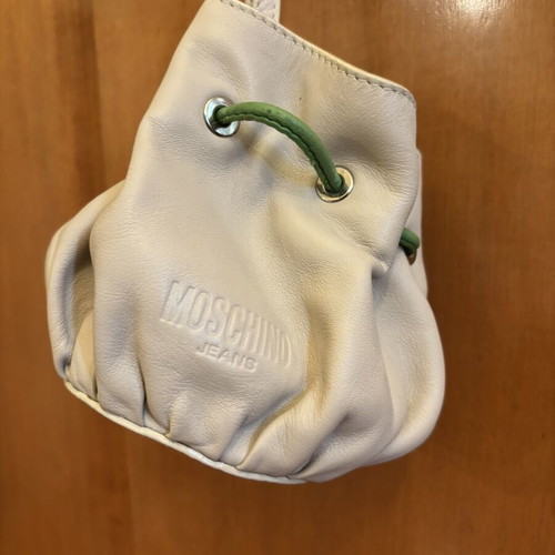 Moschino Jeans vintage leather mini bucket bag with cherry details