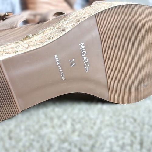 Migato women's sandals like new, beige espadrille platform size 38