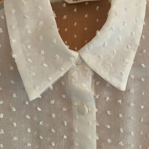 Sheer polka dot shirt with puffed 3/4 sleeves Stradivarius like new, white