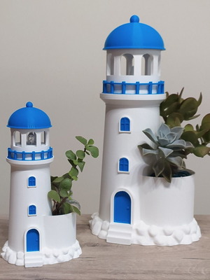 Large Cycladic Lighthouse 3D Printed Decorative Planter New