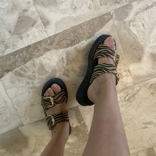 Women's slippers with buckles like new, Greek handmade