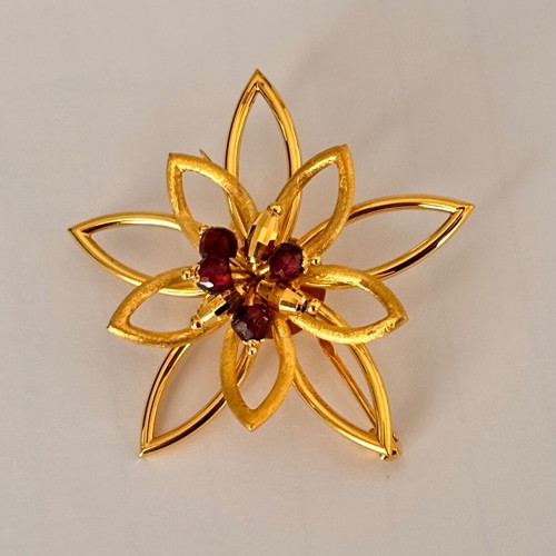 K14 Garnet Pendant Brooch like new