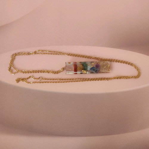 2 in 1 steel necklace with pendulum crystal & chakra