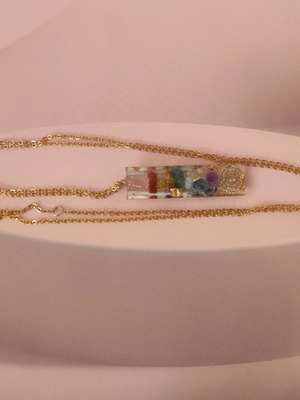 2 in 1 steel necklace with pendulum crystal & chakra