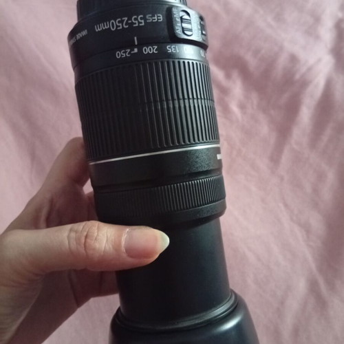 Canon 55-250mm lens with lens hood, like new