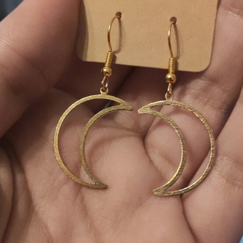 Earrings new with stainless steel hooks and brass moons