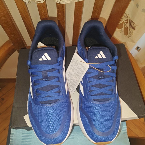 Adidas Runfalcon Athletic Shoes New, Royal Blue and Cloud White, Size 38.5
