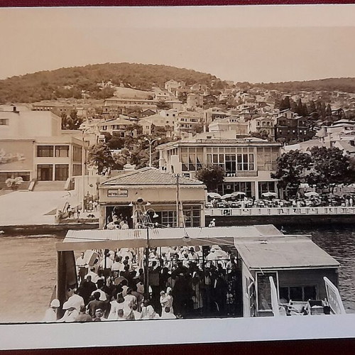 Konstantinoupoli vintage black and white photo Halki pier