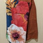 Desigual scarf with mixed fabric and knit, colorful design