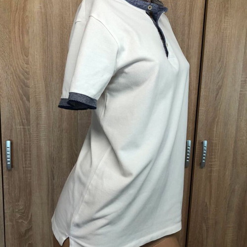 Inditex blouse, white and blue, size S