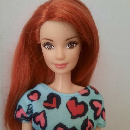 Mattel Barbie Chic Ginger Redhead doll with blue heart dress GHW48