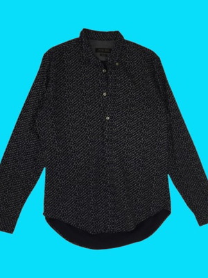 Zara navy blue long-sleeve cotton shirt size L like new