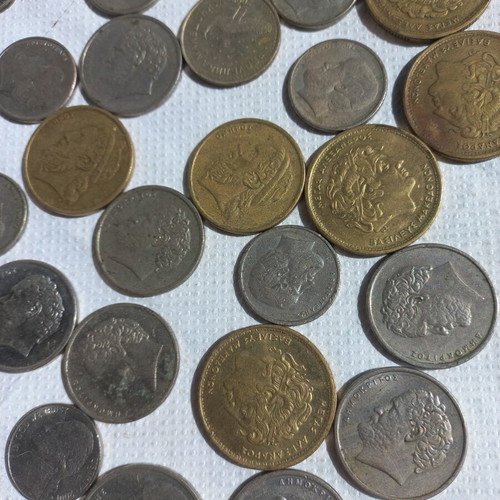 Collection of coins used, 45+ drachma pieces from 70s to 90s