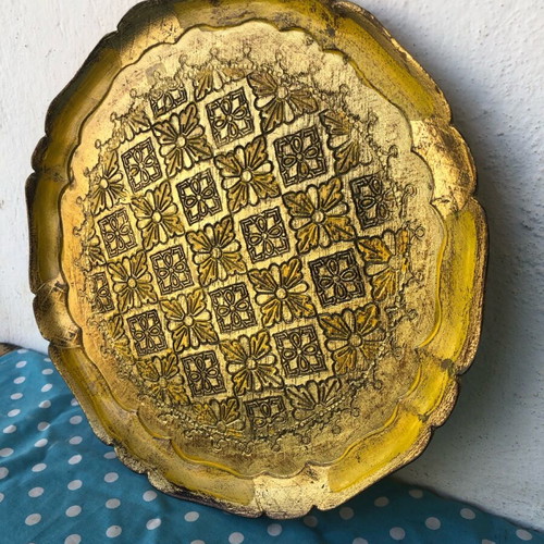 Wooden carved Florentine serving tray like new