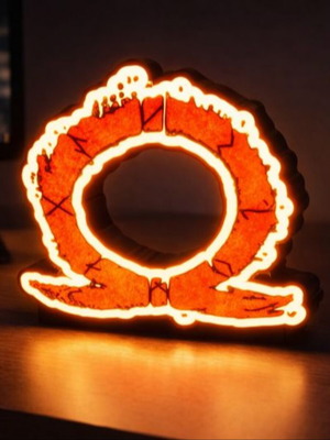 God of War lamp like new, USB with switch, 18.5x17 cm