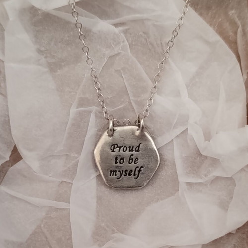 Necklace with polygonal pendant silver 925 new