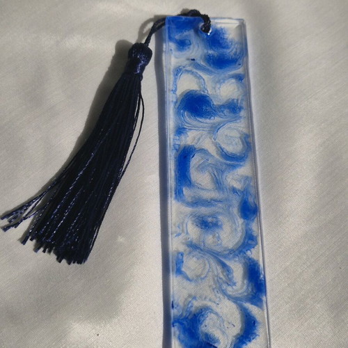 Handmade bookmark from resin with blue waves new