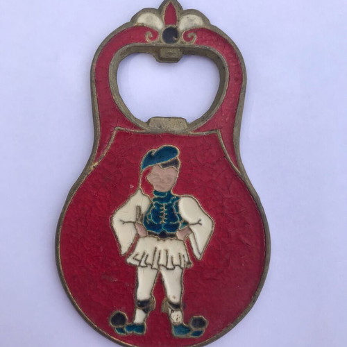 Tsolias Bottle Opener used, 60s - 70s souvenir, bronze