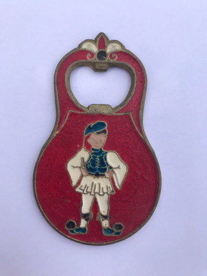 Tsolias Bottle Opener used, 60s - 70s souvenir, bronze