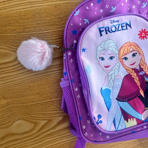Disney Frozen backpack used with fur keychain, purple multicolor