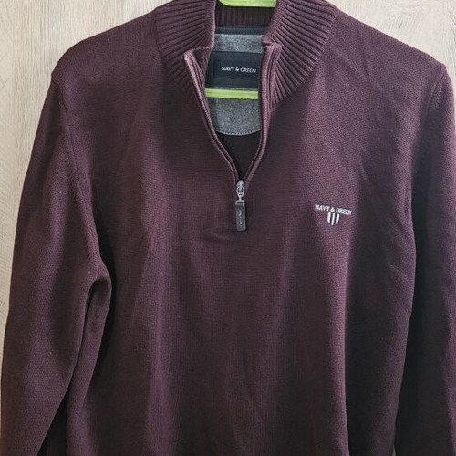 Navy & Green men's cotton sweatshirt XL new, burgundy with zipper