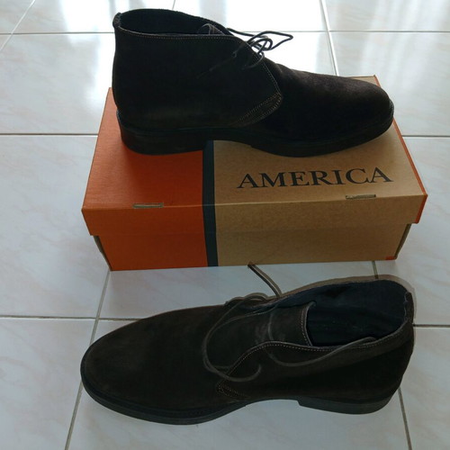 Portobellos men's lace-up boots new, suede leather, brown, size 44
