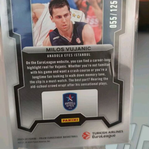 Milos Vujanic Euroleague Panini Prizm 55/125 Blue Ice new
