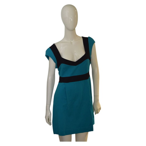 French Connection dress blue and black cap sleeves used, size 12