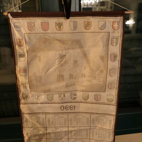 Vintage fabric wall calendar from Switzerland 1990 like new
