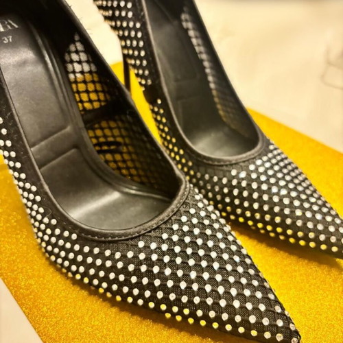 Zara heels with rhinestones like new, size 37, black and silver