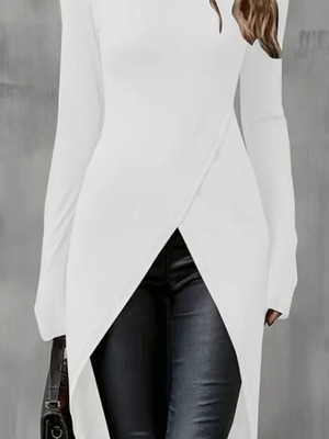 Blouse dress like new XL white with round neckline for autumn and spring