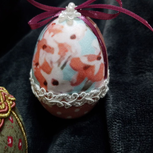 Set of 3 handmade Easter eggs printed fabric like new