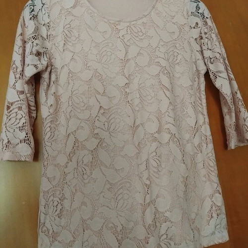 Pink lace blouse 3/4 sleeves like new, size XL