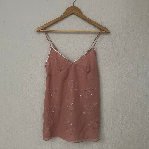 Babydoll top Abercrombie & Fitch silk with sequins like new, size L