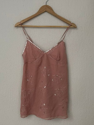 Babydoll top Abercrombie & Fitch silk with sequins like new, size L