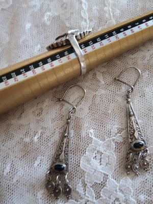 Silver set used with ring size 55 and 6 cm earrings