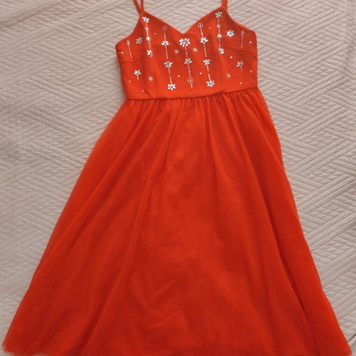 Shein midi dress red like new with tulle and crystals