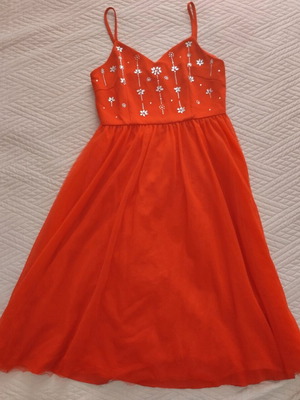 Shein midi dress red like new with tulle and crystals