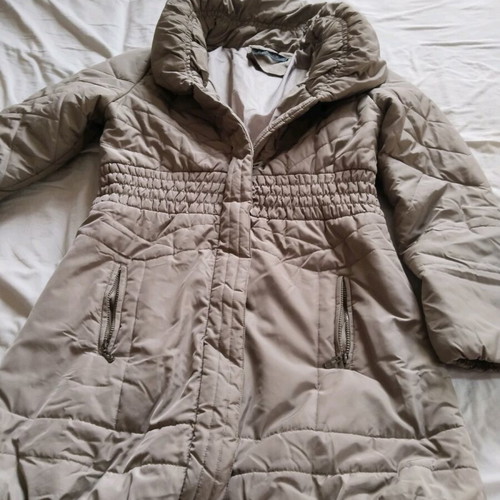 Adrexx women's beige long jacket like new with waist gathers