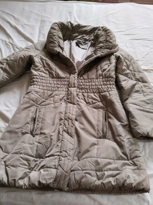 Adrexx women's beige long jacket like new with waist gathers